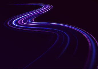 Wall Mural - big data traffic visualization with high-speed data streams. blue and purple neon glow colors enhanc