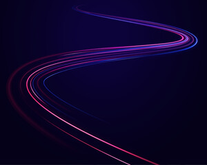 Wall Mural - blue glowing lines flow in an abstract air motion effect. vector radial spirals combine with light s