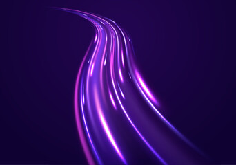 Wall Mural - futuristic neon light line trails. bright sparkling background. abstract wavy line of light with a t