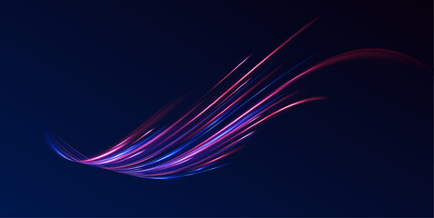 Wall Mural - neon futuristic network technology glows on a dark background. movement and speed effects highlight 
