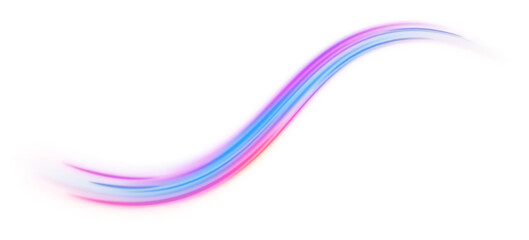 Wall Mural - high-speed neon lines race across a transparent png background. purple and blue streaks blur with gl