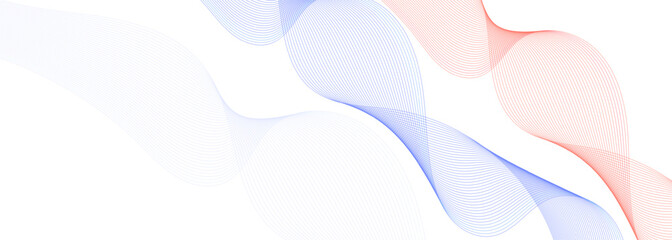 Aufkleber - Transparent white wide background with abstract futuristic technology isolated blue and red wavy lines.