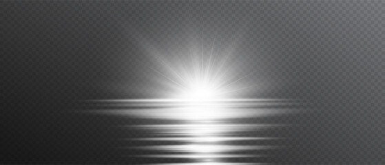 Wall Mural - glow isolated white transparent light effect, sun light with lens flare effect. sun flush, overlays,