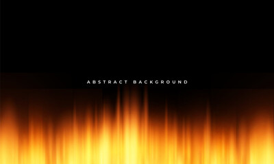 Poster - Black and orange modern abstract background with yellow glowing light fire effect. Vector illustration