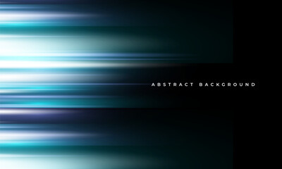 Fototapete - Black and blue wide modern abstract technology background with glowing high-speed and movement light effect. Vector illustration