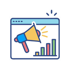 Poster - Analytics Icon with Megaphone – Data Marketing and Promotion Symbol