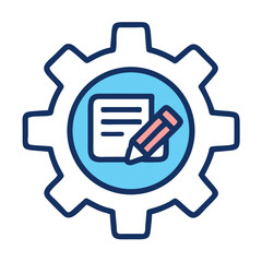 Leinwandbilder - Content Settings Gear Icon Representing Publishing and Digital Configuration