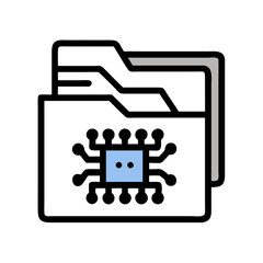 Leinwandbilder - Folder with Circuits Icon Representing AI File and Digital Intelligence Storage