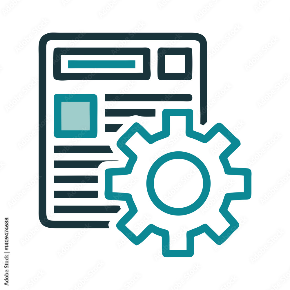 Gear with Layout Icon Representing Content Management and Digital ...
