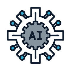 Poster - Gear with Circuit Icon Representing AI System and Intelligent Automation