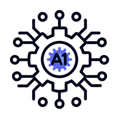 Poster - Gear with Circuit Icon Representing AI System and Intelligent Automation