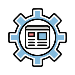 Aufkleber - Gear with Layout Icon Representing Content Management and Digital Configuration