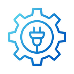 Poster - Gear with Power Plug Icon Representing Energy Management and Technological Power Systems
