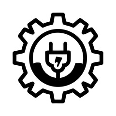Poster - Gear with Power Plug Icon Representing Energy Management and Technological Power Systems