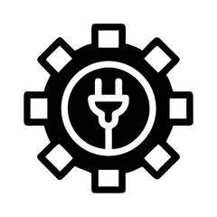 Poster - Gear with Power Plug Icon Representing Energy Management and Technological Power Systems