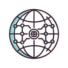 Leinwandbilder - Globe with Circuit Nodes Icon Representing Global Connectivity and Digital Network
