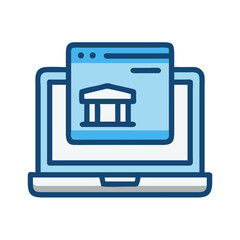 Poster - Laptop with Card Reader Icon Representing Online Payment Processing