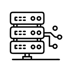 Poster - Server with Network Line Icon Representing Data Transmission