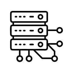 Poster - Server with Network Line Icon Representing Data Transmission