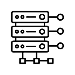 Poster - Server with Network Line Icon Representing Data Transmission