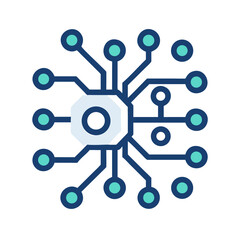 Fototapete - Technology Nodes Icon Representing Neural Network