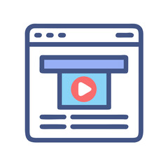 Fototapete - Video Player in Browser Icon Representing Web Streaming