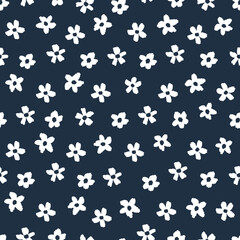 Wall Mural - Monochrome hand drawn seamless floral pattern background. Vector