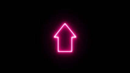 Canvas Print - Pink color up arrow direction icon animation. abstract arrow icon. Glowing neon up direction arrow icon animation.
