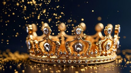 Wall Mural - a golden crown with glitter on it