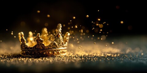Wall Mural - a golden crown with glitter on it