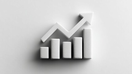 Poster - A minimalist white upward trending bar graph symbolizes growth and financial success in business and investment.