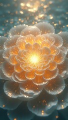 Leinwandbilder - Radiant Bloom: A Luminous Flower Unveiling its Golden Heart Amidst a Sea of Gentle, Sparkling Light