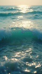 Leinwandbilder - Crashing Wave in the Ocean Shimmers Under the Sunlight