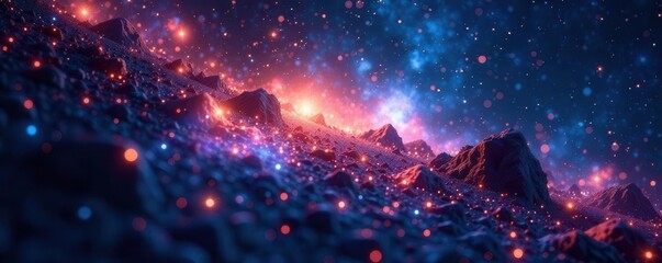 Vast, glittering celestial field, millions of stars, galaxy, nocturnal, background