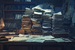 © Tohamina - Overwhelmed by paperwork mountains of files and documents messy desk