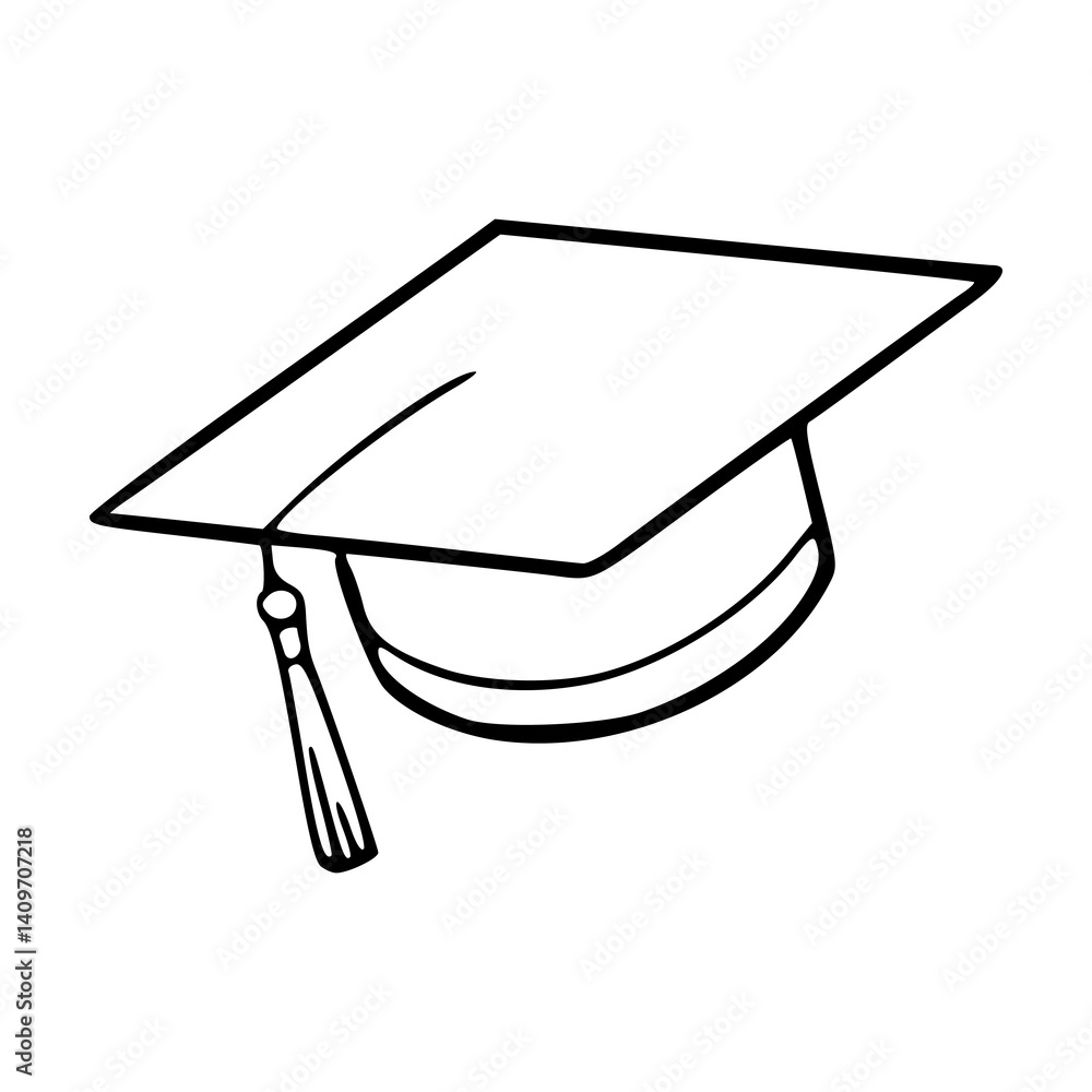graduation cap outline vector Stock Vector | Adobe Stock