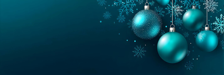 Canvas Print - a serene and stylish composition of turquoise christmas ornaments with snowflakes, evoking a festive