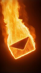 Aufkleber - A glowing envelope is surrounded by a fiery explosion