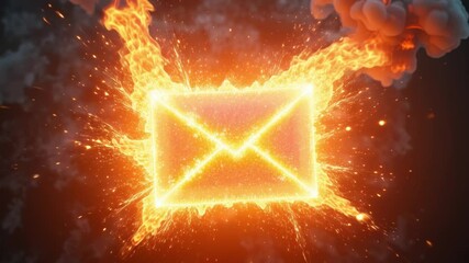 Aufkleber - A glowing envelope is surrounded by a fiery explosion