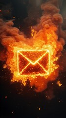 Aufkleber - A glowing envelope is surrounded by a fiery explosion