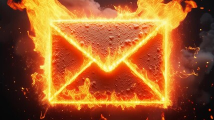 Aufkleber - A glowing envelope is surrounded by a fiery explosion