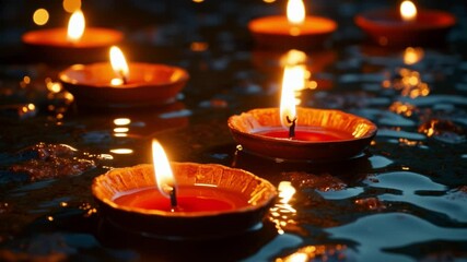 Aufkleber - Diwali candles floating on water