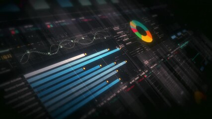 Leinwandbilder - Dynamic data visuals for business info graphics, animated charts, and data-driven insights for a business meeting mock-up. Explore the world of trading, stock exchanges, and crypto