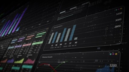 Leinwandbilder - Dynamic data visuals for business info graphics, animated charts, and data-driven insights for a business meeting mock-up. Explore the world of trading, stock exchanges, and crypto