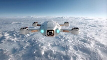 Aufkleber - A humanoid drone hovers over a distant planet's surface, utilizing advanced technology for exploration and analysis. This futuristic exploration showcases innovation in planetary research.