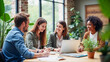 © Jon Anders Wiken - Inclusive team collaboration in a modern, eco-friendly office. AI-generated image showcasing diversity, sustainability, and innovation in the workplace.