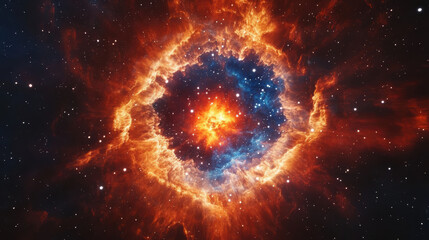 cosmic nebula in vibrant hues of red and blue