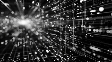 abstract picture of white particle with digital technology style design with the coding data flow sh