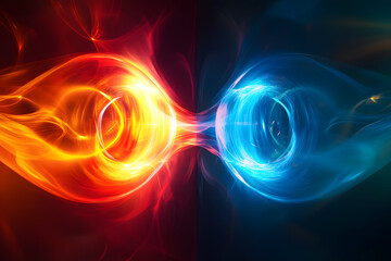 Wall Mural - colorful interaction of two entangled photons with quantum background