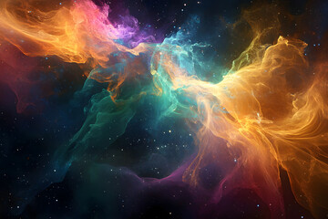 Wall Mural - artistic representation of entangled photons in a cosmic setting